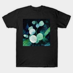 Green Blueberry Branch Negative Painting Watercolor T-Shirt